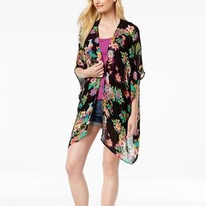 I.N.C. Tropical-Print Crochet Kimono & Cover-Up